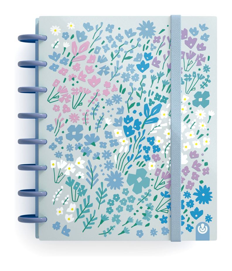 Carchivo Ingeniox A5 Print Notebook - Spring Flowers - Blue