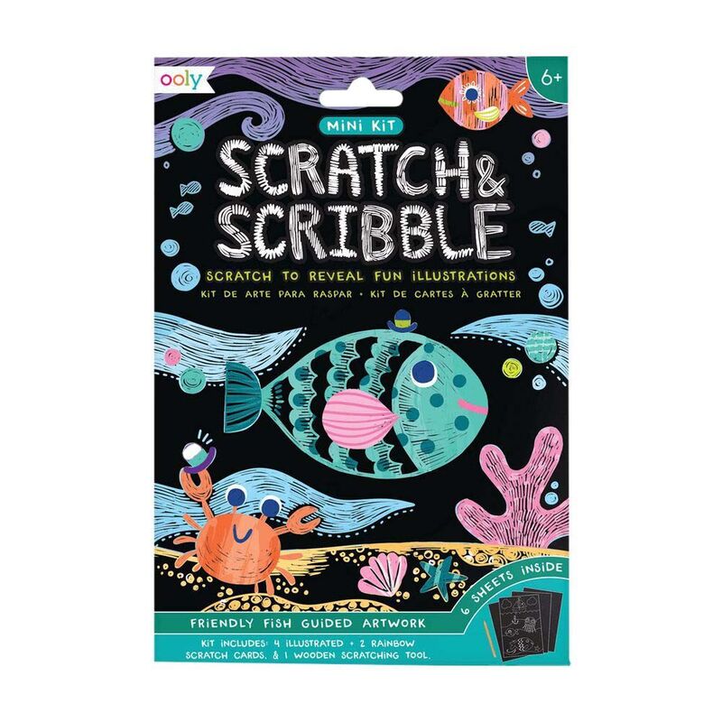 OOLY Mini Scratch & Scribble Art Kit - Friendly Fish