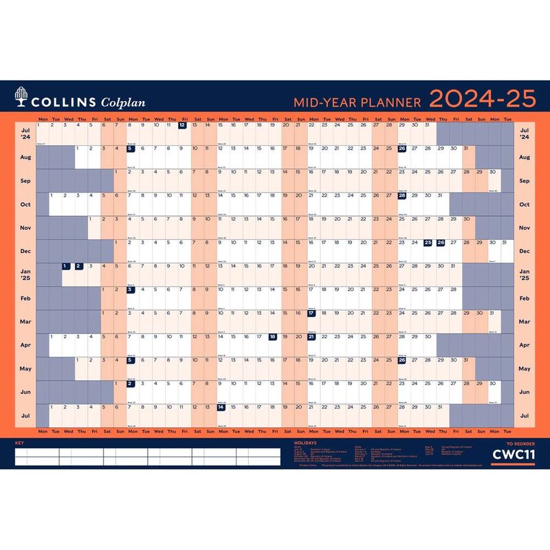 Collins Debden Colplan Academic July 2024 - July 25 A1 Mid Year Planner School/ College/ University Term Journal - CWC11-2425 (1 Sheet)