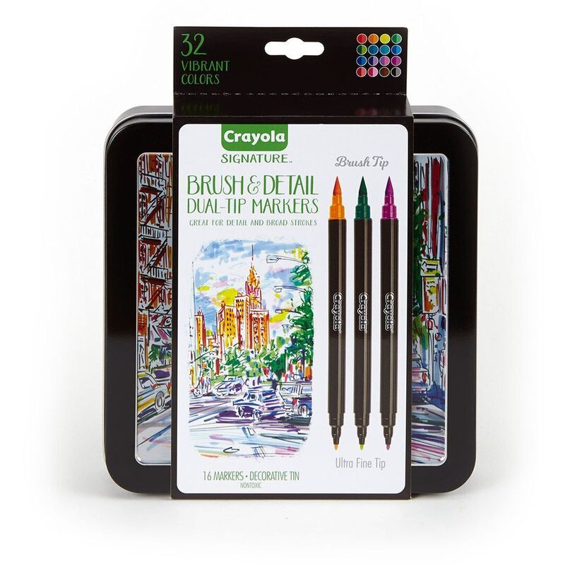 Crayola Brush & Detail Dual-Ended Markers (16 Pack) Crayola Brush & Detail Dual-Ended Markers (16 Pack)