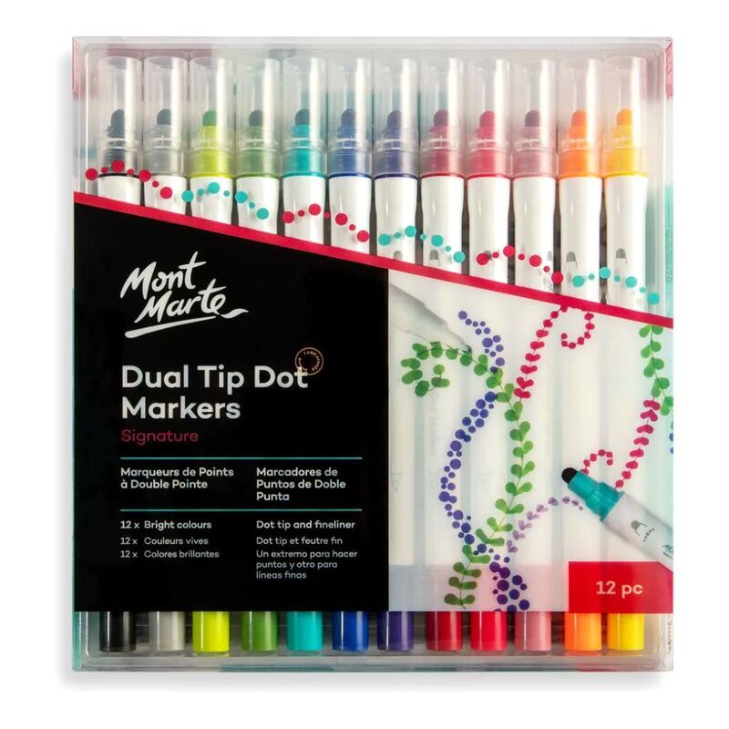 Mont Marte Dot Markers Dual Tip (12 Pieces)