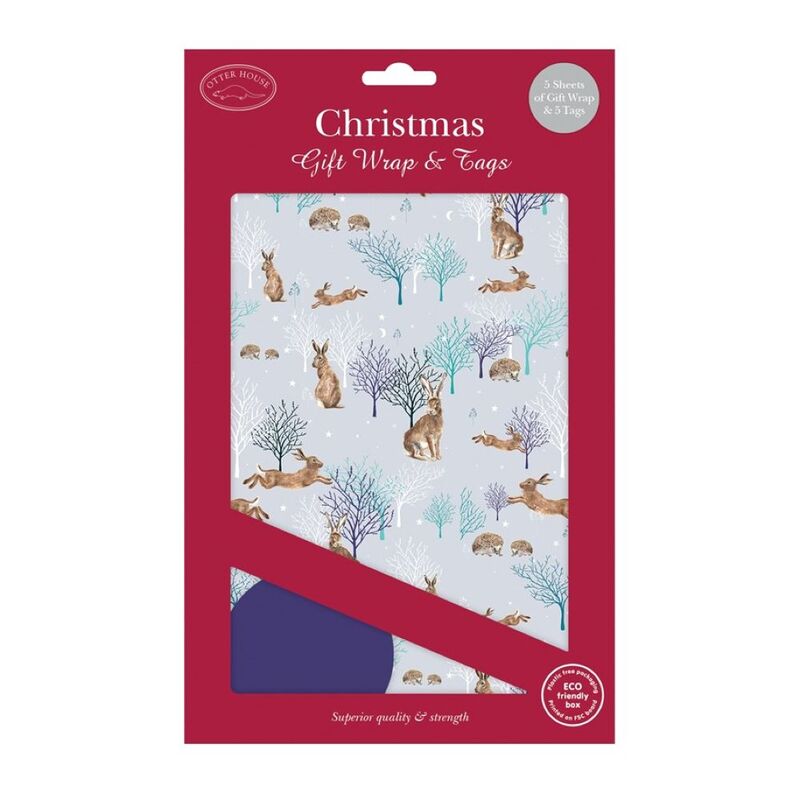 Pinak Woodland Hares- 5 Sheets Gift Wrapping