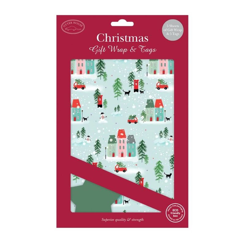 Pinak Christmas Village Wrap 5 Sheets Gift Wrapping