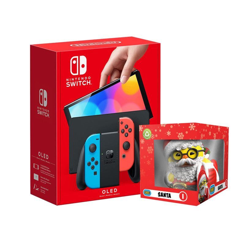 Nintendo Switch OLED Neon Joy-Con Console + Santa Claus Large Boxed Tubbz (Bundle) Nintendo Switch OLED Neon Joy-Con Console + Santa Claus Large Boxed Tubbz (Bundle)