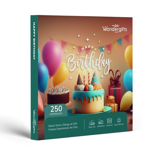 Wondergifts Happy Birthday Gift Experience Box - Selection of Gourmet, Adventures, Spa and More