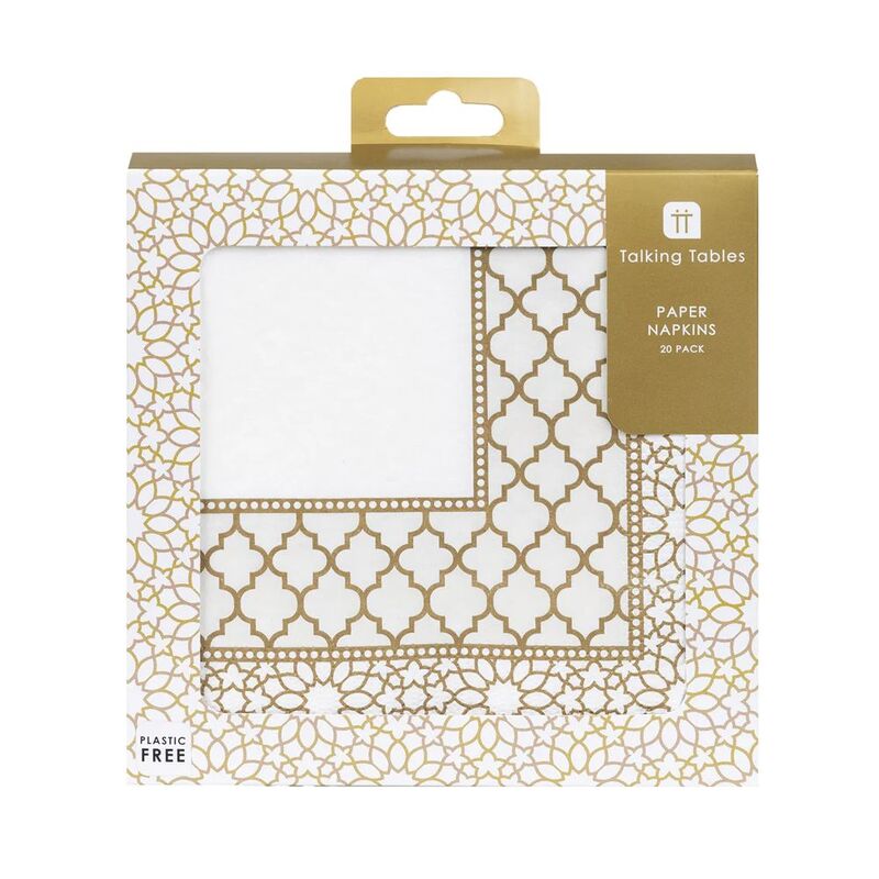 Talking Tables Party Porcelain Gold Paper Napkins - Tile (Pack of 21) (33 x 33cm)