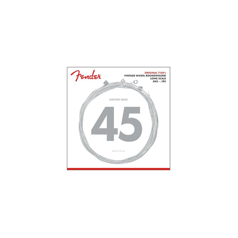 Fender Original 7150 Bass Strings Pure Nickel Roundwound Long Scale 7150M .045-.105 Gauges (4)