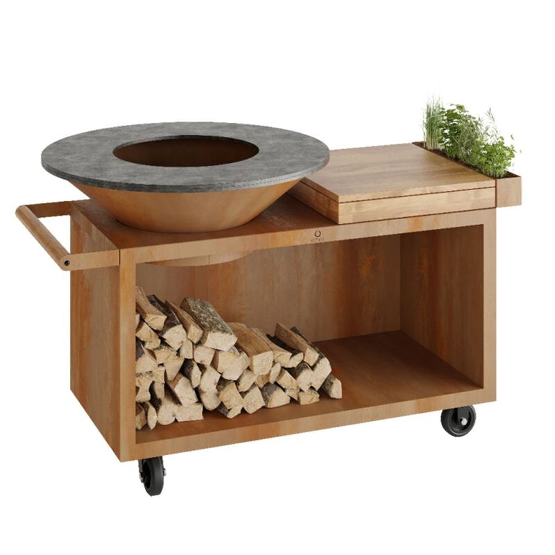 OFYR Holland Classic Storage & Cooking Unit Island Corten 100 Pro - Teak Wood