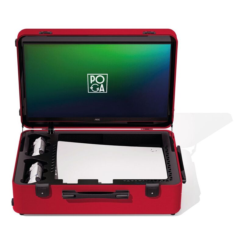 IndiGaming Poga Lux Portable Gaming Monitor for PlayStation PS5 - Bright Red