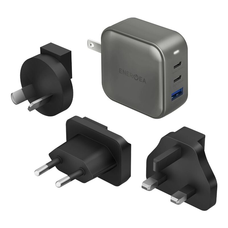 Energea TravelWorld GaN 66 2C 1A PD/PPS/Qc 3.0 Wall Charger 66W - Gunmetal Energea TravelWorld GaN 66 2C 1A PD/PPS/Qc 3.0 Wall Charger 66W - Gunmetal