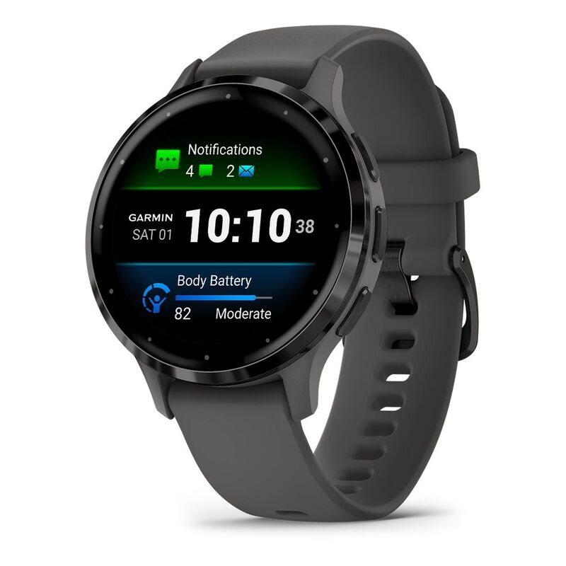 Garmin Venu 3S Fitness Smartwatch - Slate Stainless Steel Bezel With Pebble Gray Case And Silicone Band