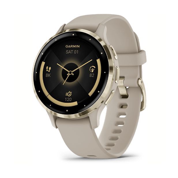 Garmin Venu 3S Fitness Smartwatch - Soft Gold Stainless Steel Bezel With French Gray Case And Silicone Band