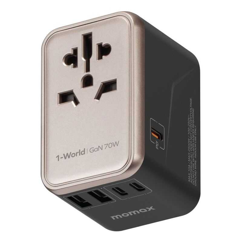 Momax 1-World 70W GaN AC Travel Adaptor - Titanium