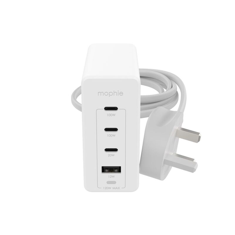 Mophie Accessories Wall Adapter USB-C-PD-HUB-120W-Gan (UK) (3X USB-C + 1X USB-A) - White