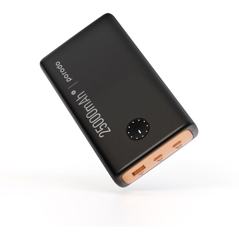 Porodo 25000mAh Compact Power Bank With USB-A QC3.0 & Dual USB-C PD With Type-C To Type-C Cable