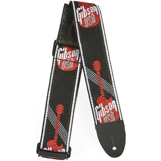 Gibson Accessories ASGG-600 Strap 2 inch Woven Logo Red