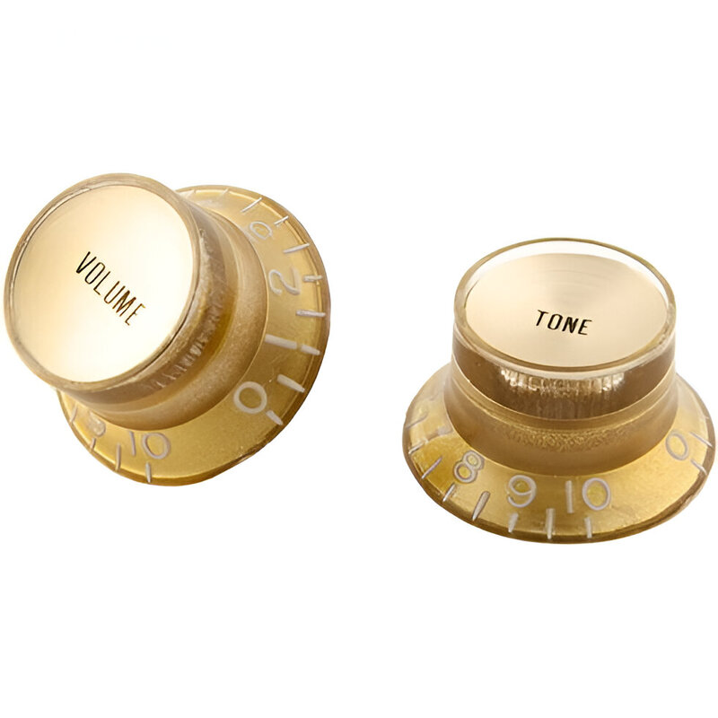 Gibson Accessories PRMK-030 Top Hat Style Knobs - Gold with Gold Metal Insert - Pack of 4