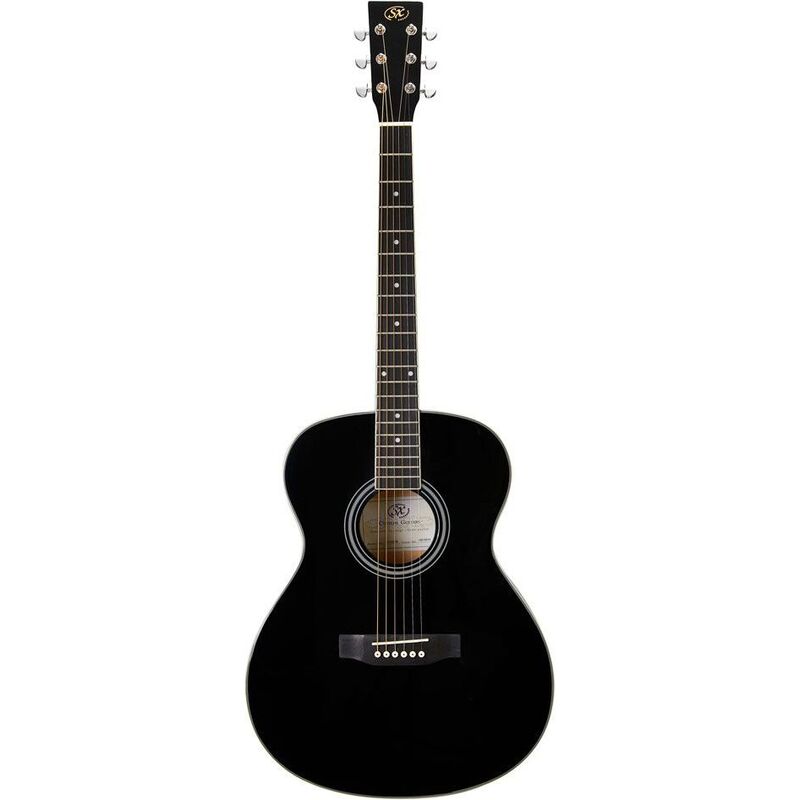 SX Guitar SO104GBK Auditorium Acoustic - Gloss Black - Includes Free Softcase