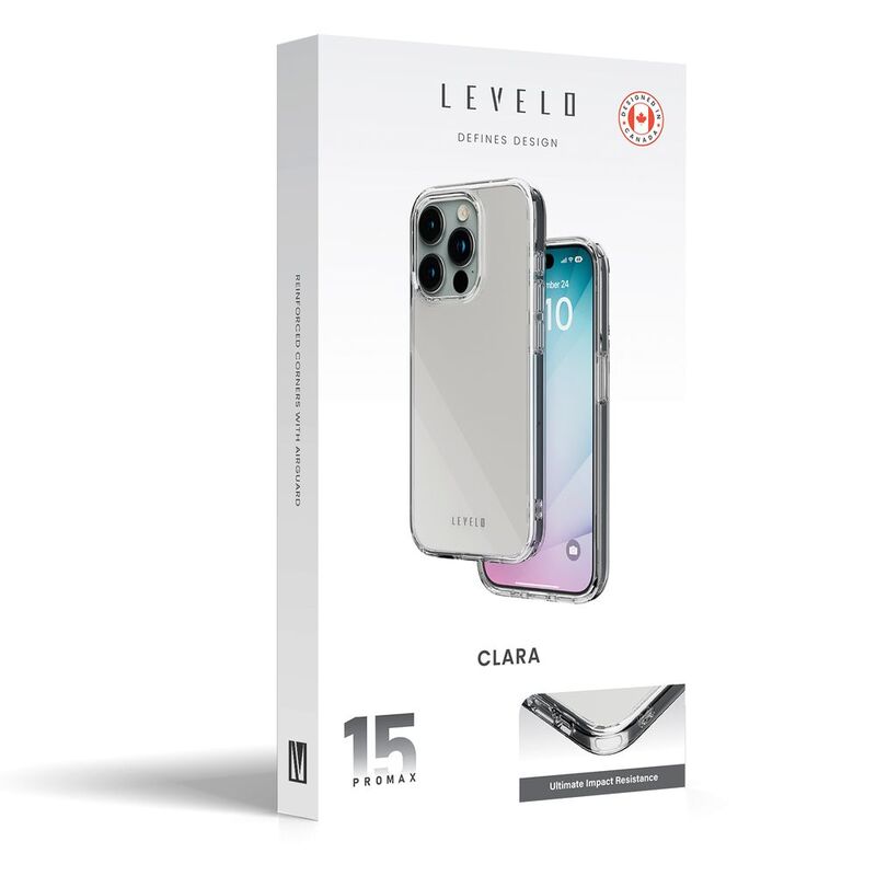 Levelo Clara Clear Case For iPhone 15 Pro Max - Clear