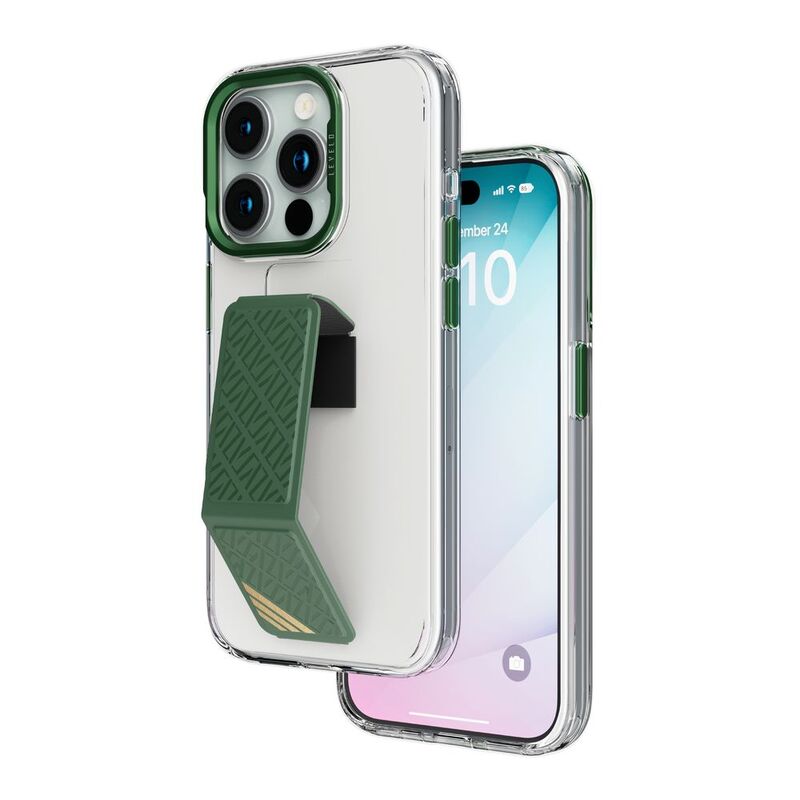 Levelo Morphix Clara Grip Case For iPhone 15 Pro - Green Levelo Morphix Clara Grip Case For iPhone 15 Pro - Green