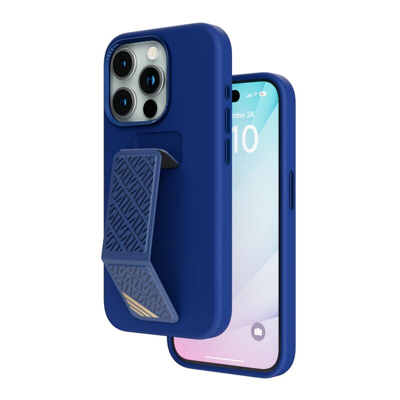 Levelo Morphix Silicone Case With Leather Grip For iPhone 15 Pro Max - Deep Blue Levelo Morphix Silicone Case With Leather Grip For iPhone 15 Pro Max - Deep Blue