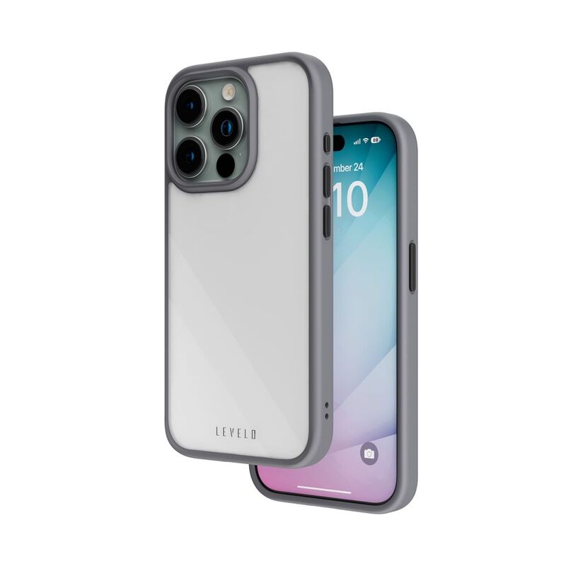 Levelo Solo Case For iPhone 15 Pro Max - Grey