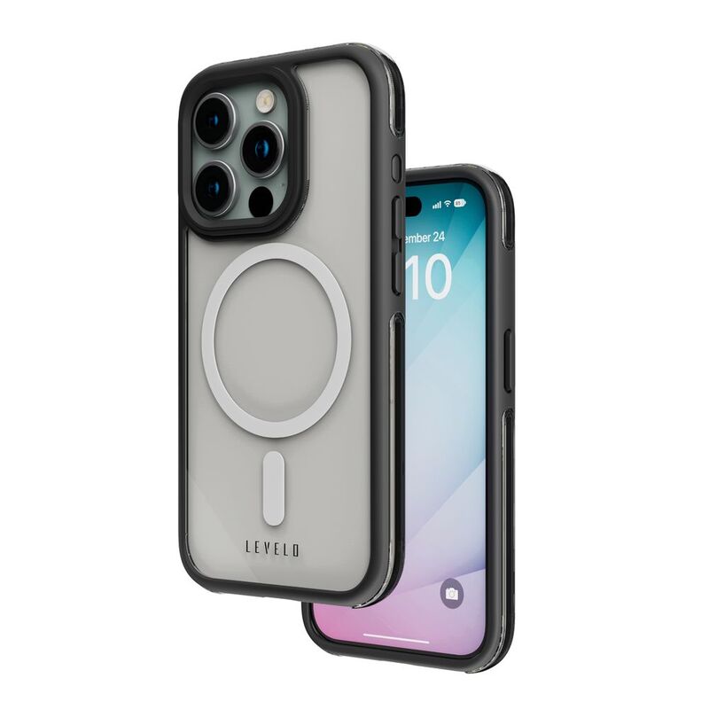 Levelo Nuru Case For iPhone 15 Pro Max - Black/Clear Levelo Nuru Case For iPhone 15 Pro Max - Black/Clear