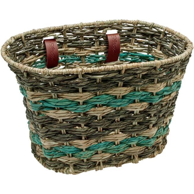 Electra Natural Espresso Palm Frond Basket Seafoam