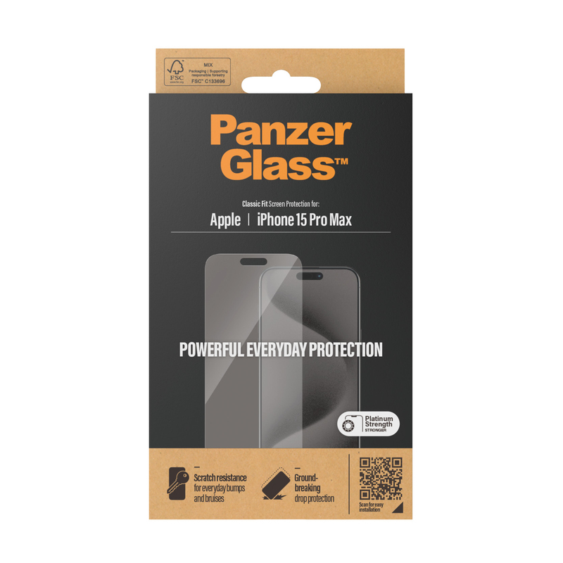 PanzerGlass Screen Protector for iPhone 15 Pro Max - Classic Fit