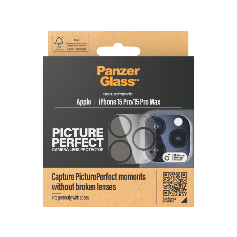 PanzerGlass Lens Screen Protector for iPhone 15 Pro / iPhone 15 Pro Max - Picture Perfect Plate Camera Lens