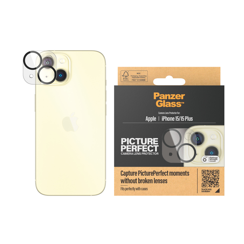 PanzerGlass Lens Protector for iPhone 15 / iPhone 15 Plus - Picture Perfect Plate Camera Lens