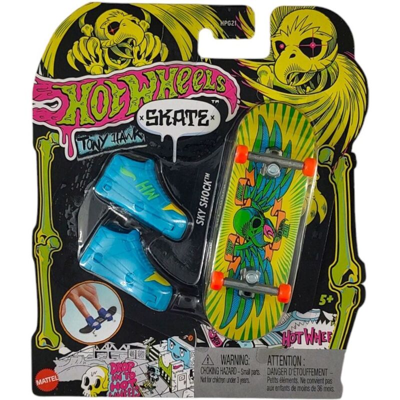 Hot Wheels Skates Neon Bones Tony Hawk Sky Shock Fingerboard & Shoe HPG24