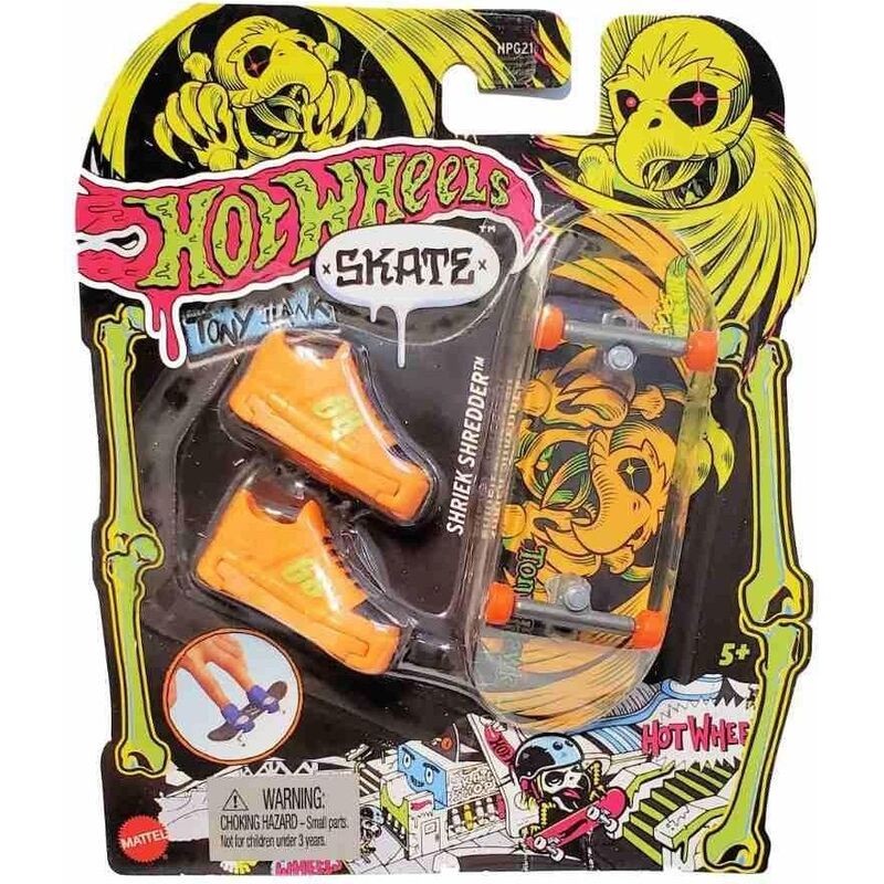 Hot Wheels Skates Neon Bones Tony Hawk Shriek Shredder Fingerboard & Shoe HPG22 Hot Wheels Skates Neon Bones Tony Hawk Shriek Shredder Fingerboard & Shoe HPG22