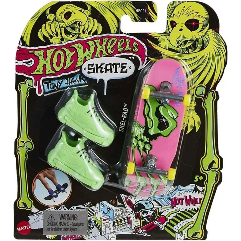 Hot Wheels Skates Neon Bones Tony Hawk Skel-Rad Fingerboard & Shoe HPG27