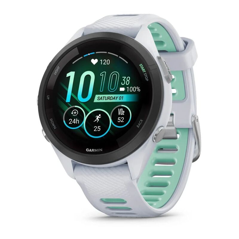 Garmin Forerunner 265S Smartwatch - Black Bezel With Whitestone Case And Whitestone/Neo Tropic Silicone Band