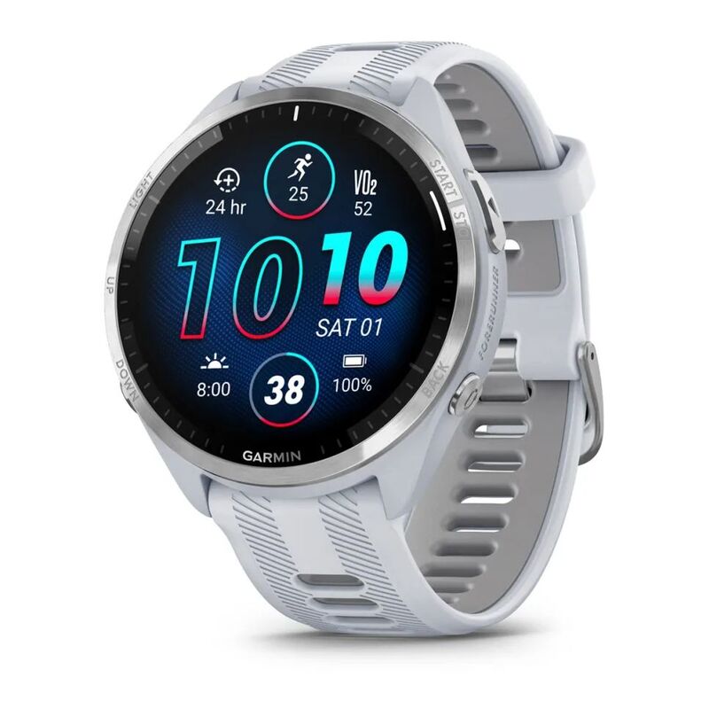 Garmin Forerunner 965 Smartwatch - Titanium Bezel With Whitestone Case And Whitestone/Powder Grey Silicone Band