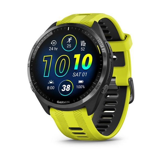 Garmin Forerunner 965 Smartwatch - Carbon Grey Dlc Titanium Bezel With Black Case And Amp Yellow/Black Silicone Band