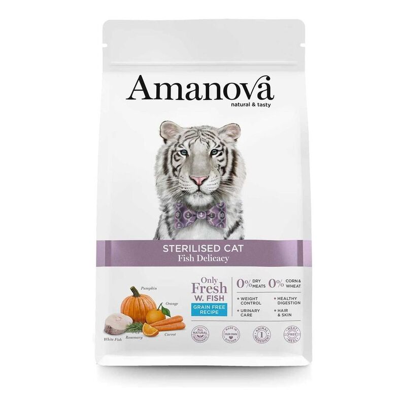 Amanova Dry Sterilised Cat Delicacy White Fish - 1.5kg Amanova Dry Sterilised Cat Delicacy White Fish - 1.5kg