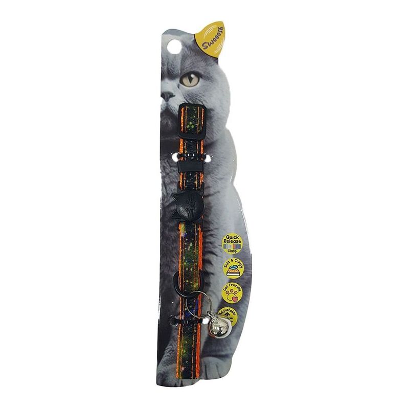 Swooosh Starry Skky Cat Safe Cat Collar - Orange Swooosh Starry Skky Cat Safe Cat Collar - Orange