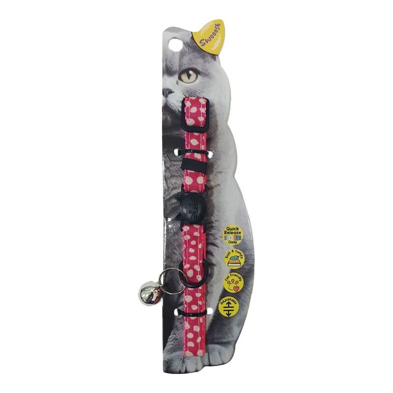Swooosh The Polka Nylon Safe Cat Collar - Pink Swooosh The Polka Nylon Safe Cat Collar - Pink