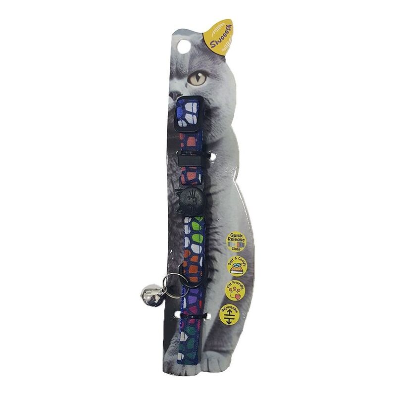 Swooosh Gleaming Stones Nylon Safe Cat Collar - Blue Swooosh Gleaming Stones Nylon Safe Cat Collar - Blue