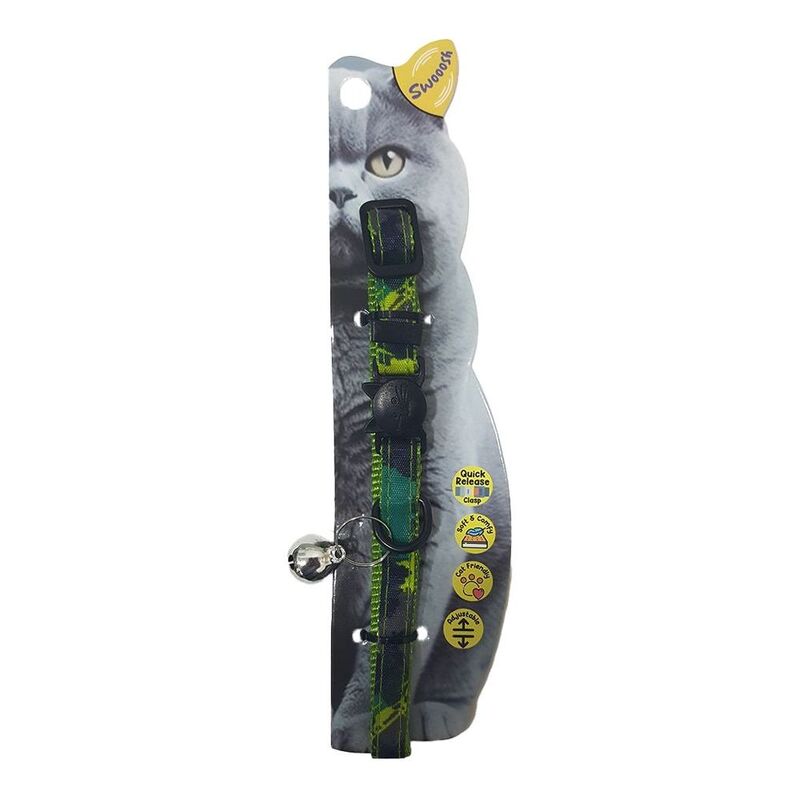 Swooosh Raining Colors Nylon Safe Cat Collar - Green Swooosh Raining Colors Nylon Safe Cat Collar - Green