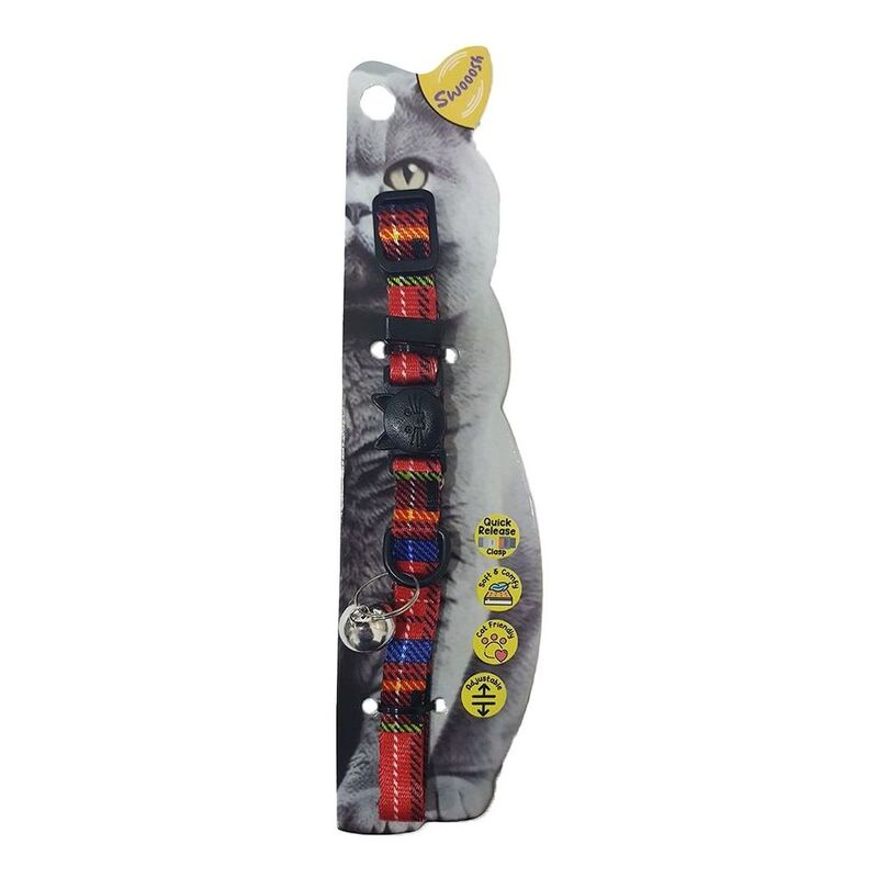 Swooosh Cat In Britain Nylon Safe Collar - Red Swooosh Cat In Britain Nylon Safe Collar - Red