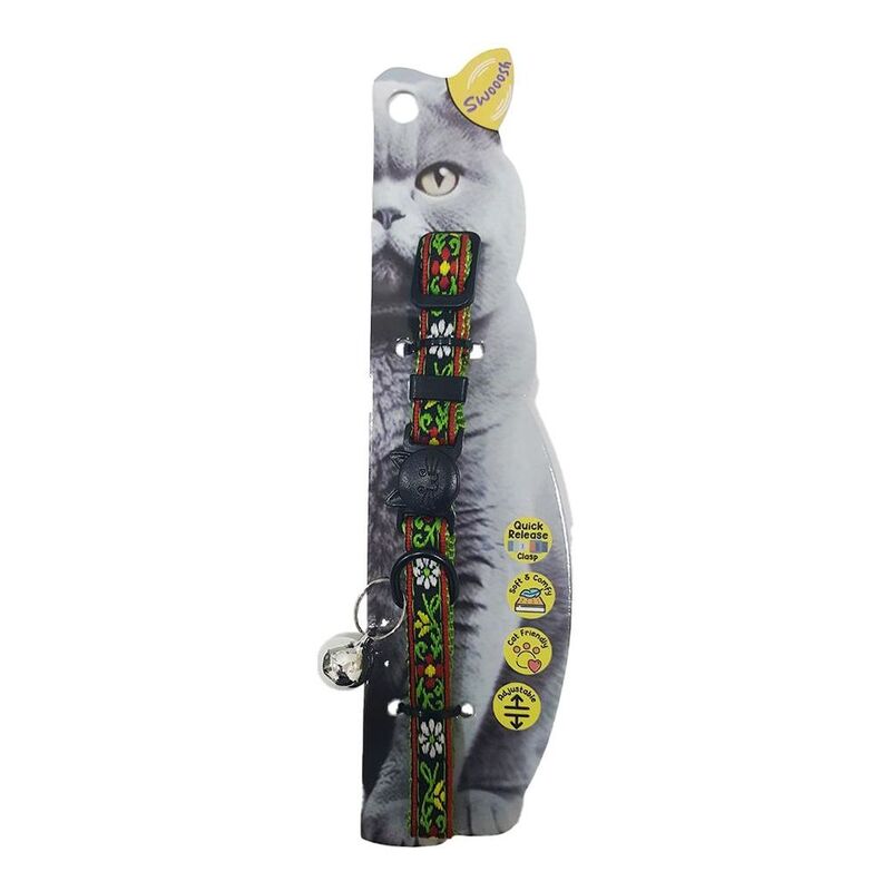 Swooosh Flowericious Flower Safe Cat Collar - Green Swooosh Flowericious Flower Safe Cat Collar - Green