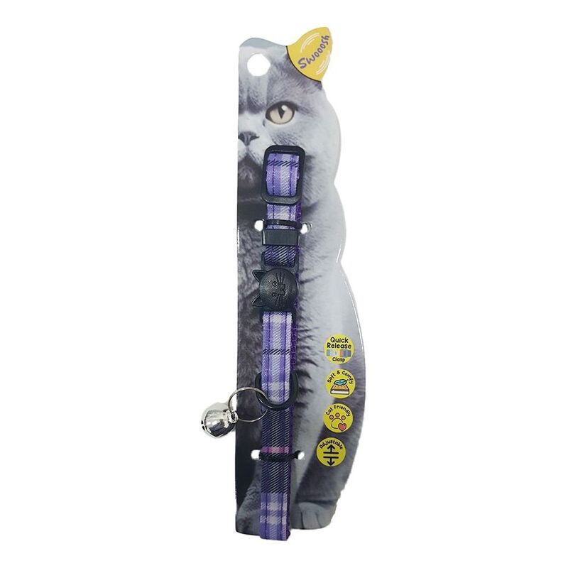 Swooosh Bright & Beautiful Grid Safe Cat Collar - Purple