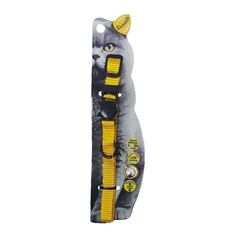 Swooosh Simple & Calm Nylon Pure Safe Cat Collar - Yellow Swooosh Simple & Calm Nylon Pure Safe Cat Collar - Yellow