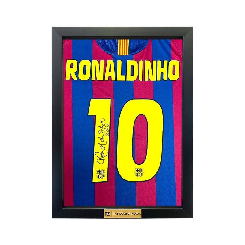 The Collect Room Ronaldinho Barcelona 03/04 Home Signed Jersey (40 X 5 X 55cm)