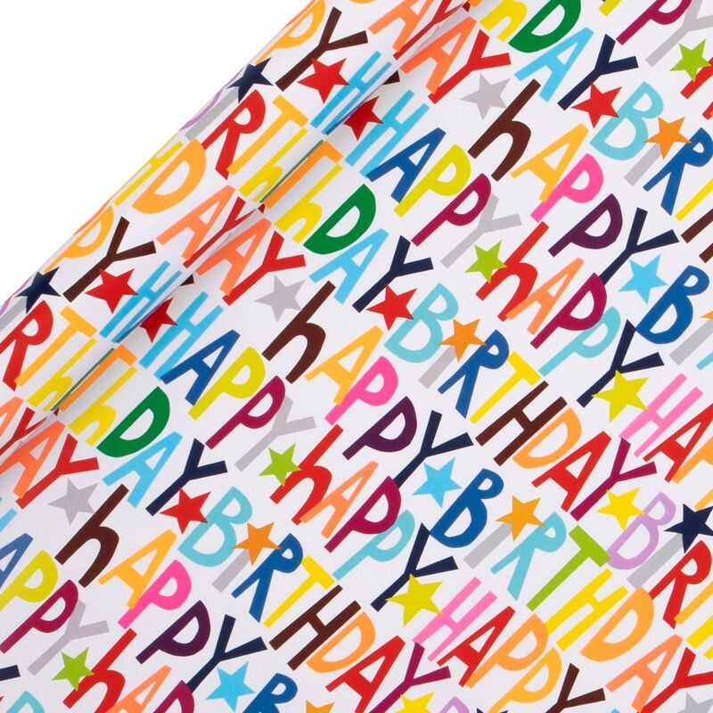 Glick RPS117 Luxury White Happy Birthday Gift Wrapping Paper (400 x 70 cm) Glick RPS117 Luxury White Happy Birthday Gift Wrapping Paper (400 x 70 cm)