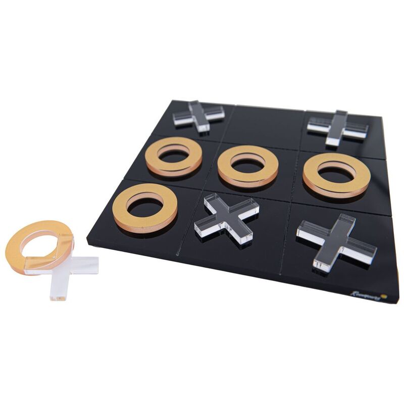 Roomours XO Blocks Game Decor Acrylic Set - Black/Gold (25 x 25 cm)