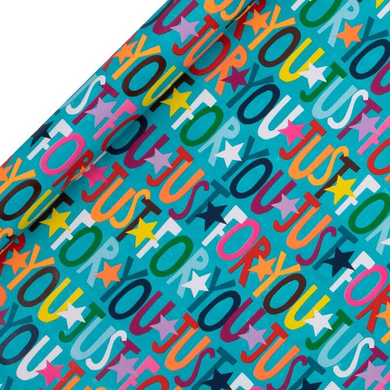 Glick RPS119 Just For You Teal Gift Wrapping Paper Roll (400 x 70 cm)